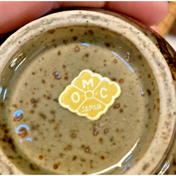 Vintage OMC Japan Tea Set Art Pottery Teapot & 4 Cups Stoneware Floral 70s Decor - Picture 10 of 12